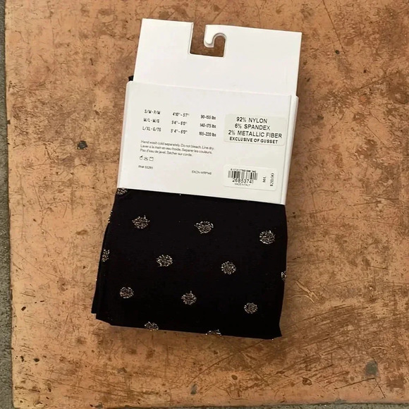 NEW ✨ EXPRESS Sheer Black and Metallic Gold Tights Size M/L - Picture 2 of 3
